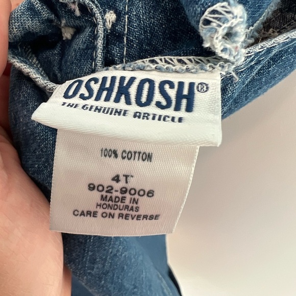 Y2K OshKosh B'gosh Classic Blue Kids Overalls Dress Skirtall 4T Pink Label - Picture 3 of 5